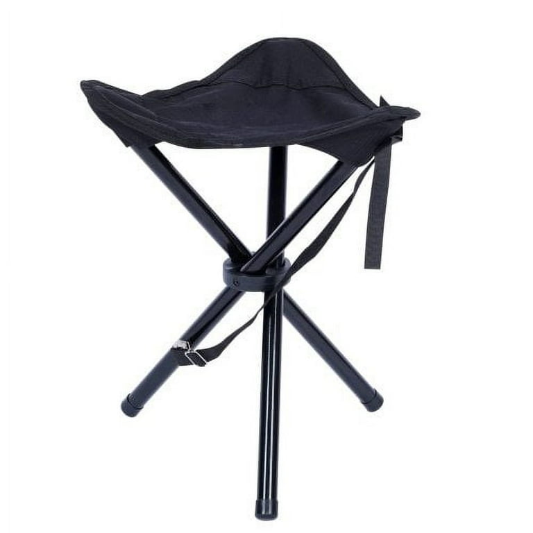 imerelez Folding Tripod Camping Stool Tri Leg Slacker Chair Super Compact for Outdoor Backpacking Fishing Picnic Travel Beach BBQ Color Black Walmart