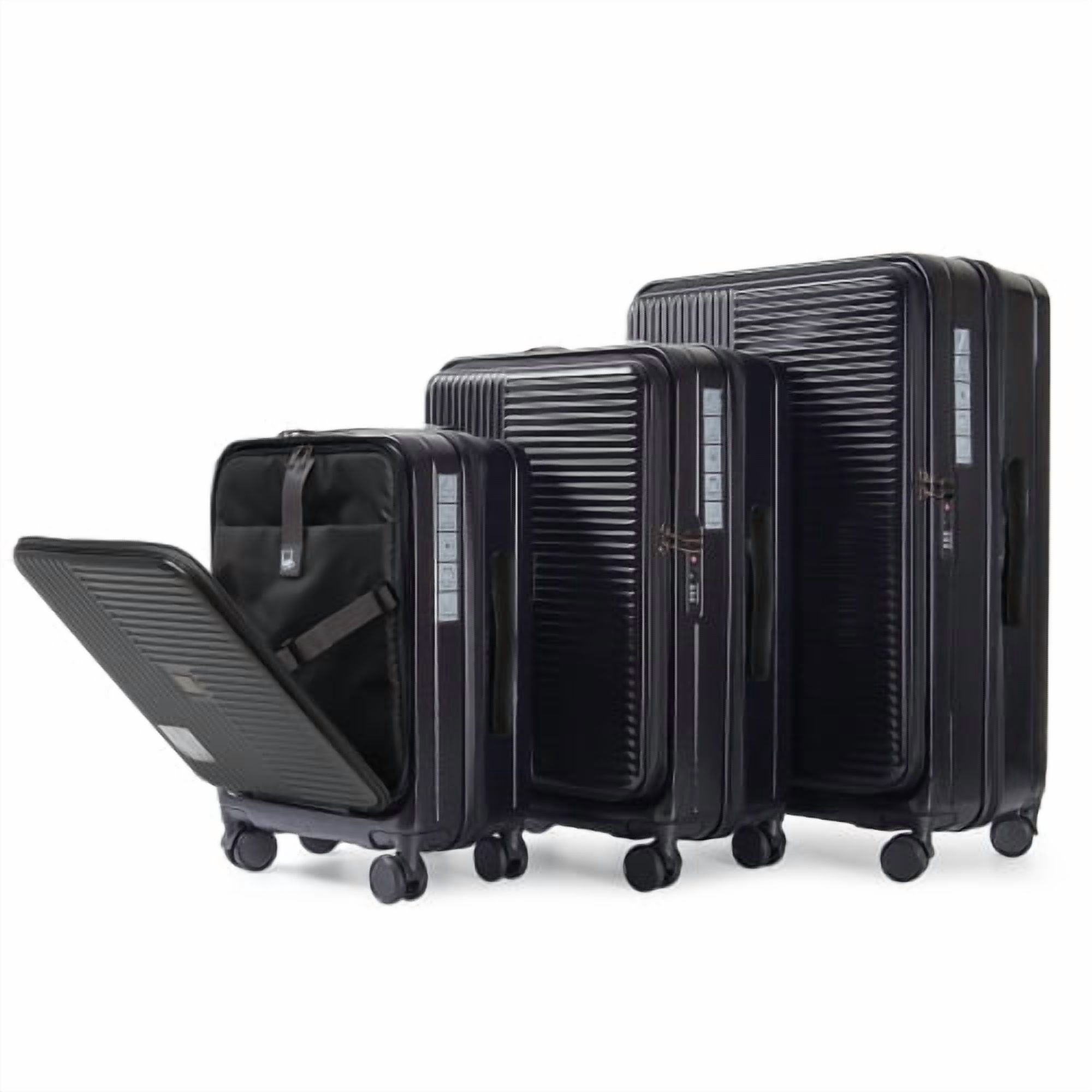 imerelez Front Pocket Luggage, Carry-on Luggage with Spinner Wheels, Suitcase with Cup Holder
