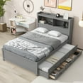 thumbnail image 1 of imerelez Full Size platform bed with trundle, drawers and USB plugs, Gray, 1 of 1