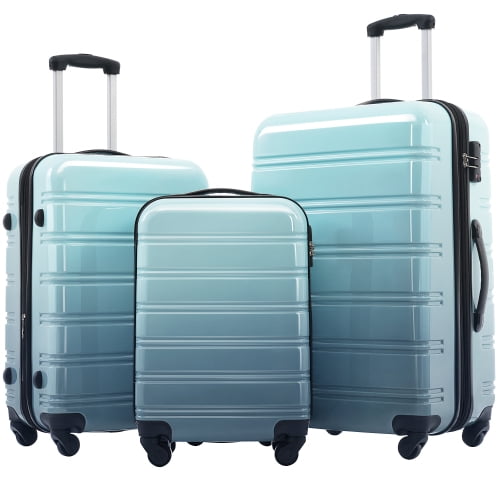imerelez Hardshell Luggage Sets 3 Piece Gradient Color Expandable Suitcase with Spinner Wheels and TSA Lock Lightweight 20" 24" 28" Available,Gradient Blue
