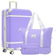 thumbnail image 1 of imerelez Hardshell Luggage Sets with Bags Lightweight Suitcase Double Spinner Wheels with TSA Lock ,Single Vintage Luggage 28 IN,Purple, 1 of 8