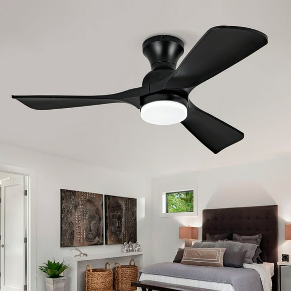 imerelez Hot sales 42 Inch Black Ceiling Fan with Lights Flush Mount Ceiling Fan with Remote Control, ABS Blades Modern Outdoor Ceiling Fans for Bedroom/Farmhouse/Patio/Indoor, Quiet DC Motor