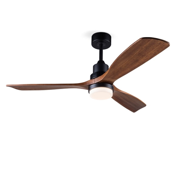 imerelez Hot sales 52 Inch Modern Black Ceiling Fan With Light 3 Solid Wood Blades Remote Control Reversible DC Motor With Dimmable LED