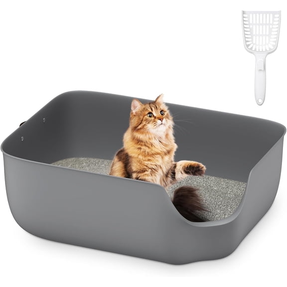 imerelez Jumbo Cat Litter Box, 21.8"L x 16.1"W x 8.8"H, High Wall Litter Box, Multiple Cat Litter Box, , Extra Large Kitty Litter Boxes