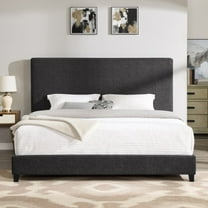 imerelez King Size Charcoal Grey Upholstered Platform Bed