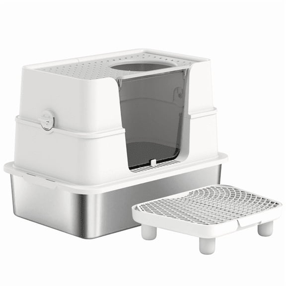 imerelez Large Cat Litter Box for Indoor Cats Kitty Litter Box,Tool-Free Assembly,Multi Cat Litter Box