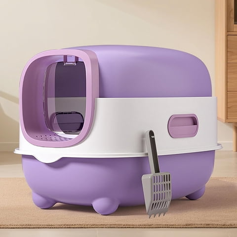 imerelez Large Cat Litter Box for Indoor Cats Kitty Litter Box,Tool-Free Assembly,Multi Cat Litter Box