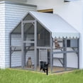 thumbnail image 1 of imerelez Large Outdoor Cat House, 28ft² Luxury Wooden Cat Run Enclosure Walk in Cat Catio Kitten Condo with 2 Cat Doors, 2 Playpen & Hiding Houses, Bridges, Walks, Roof Cover, Grey, 1 of 9
