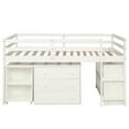 thumbnail image 1 of imerelez Low Study Twin Loft Bed with Cabinet and Rolling Portable Desk - White, 1 of 9