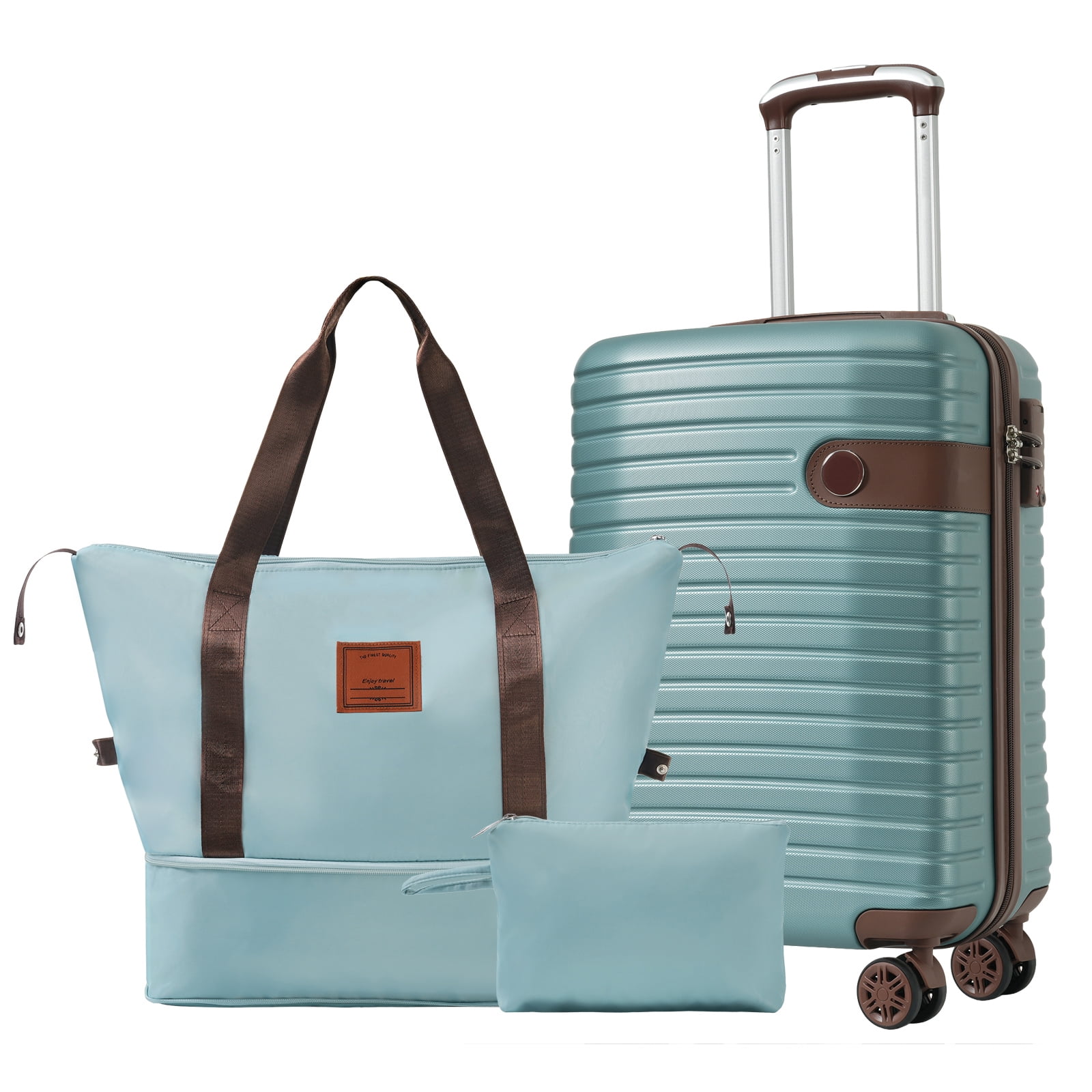 imerelez Luggage Sets 3 Piece Carry on Luggage 22x14x9 Airline Approved, Lightweight Hardshell ABS Suitcases with Wheels, 20 inch, Blue