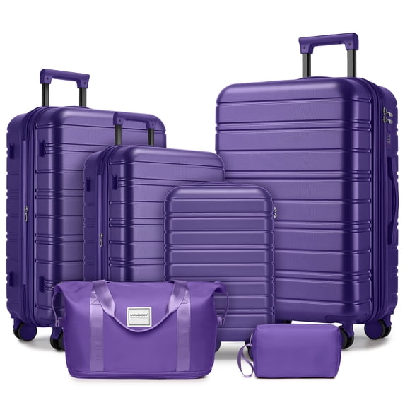 imerelez Luggage Sets 6 Piece with Duffel Bags:Hardside Expandable Suitcases with Spinner Wheels, Grape Purple