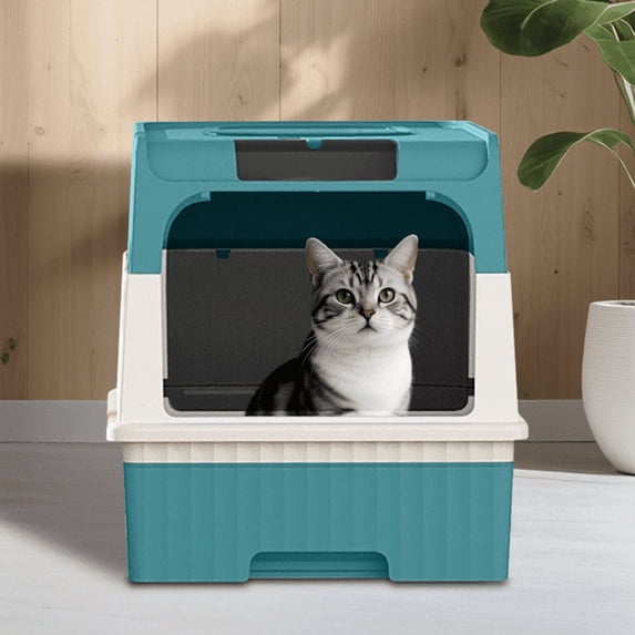 imerelez Magic Cube Intelligent Cat Litter Box with Automatic Cleaning, Silent Self-Cleaning Litter Box for Multi-Cat Families, Blue