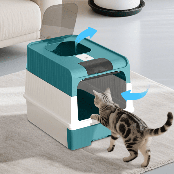 imerelez Magic Cube Intelligent Cat litter Box - Free Hands, Enjoy Pure Life | Automatic Cleaning, Silent Design, Preferred for Multi Cat Families Blue