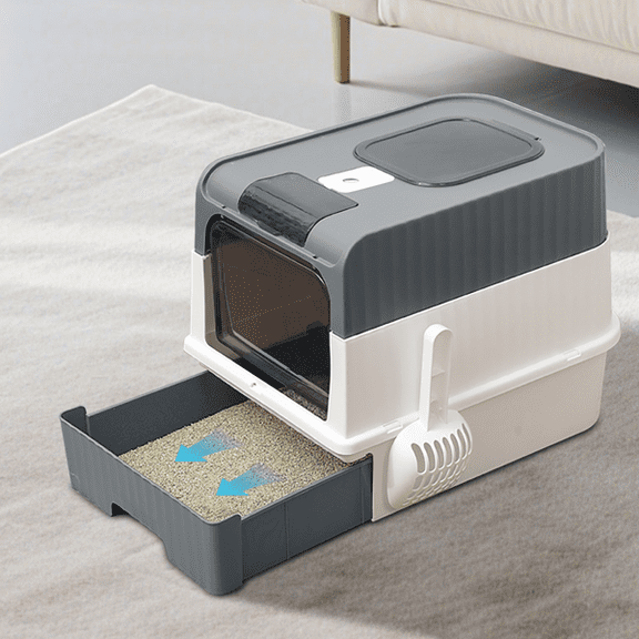 imerelez Magic Cube Intelligent Cat litter Box - Free Hands, Enjoy Pure Life | Automatic Cleaning, Silent Design, Preferred for Multi Cat Families,Gray