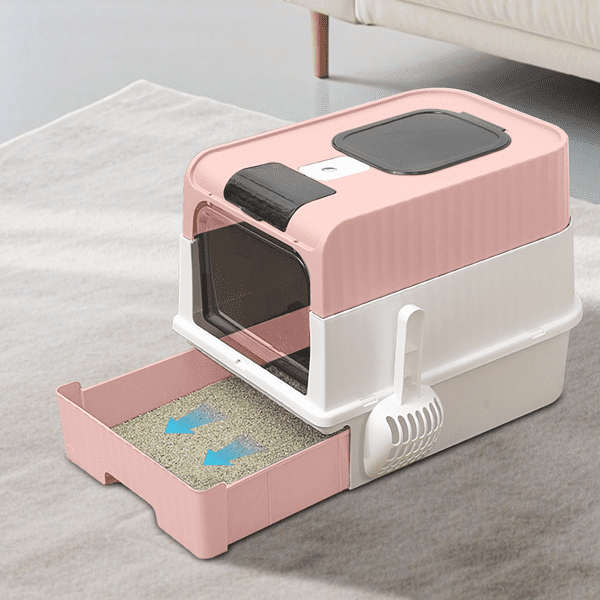 imerelez Magic Cube Intelligent Cat litter Box - Free Hands, Enjoy Pure Life | Automatic Cleaning, Silent Design, Preferred for Multi Cat Families pink