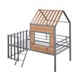 thumbnail image 1 of imerelez Metal Twin size Loft Bed with Roof, Window, Guardrail, Ladder Silver, 1 of 9