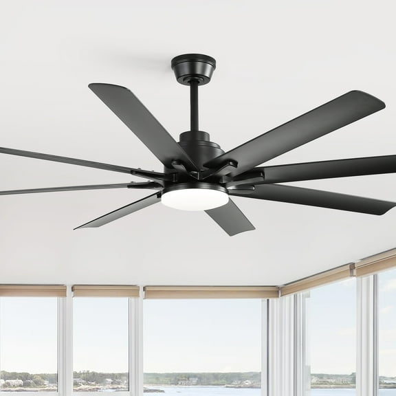 imerelez Modern 52-Inch Smart Ceiling Fan With Light,6 Wind Speed,With 8 Black ABS Blades,Voice Remote,Fan For Bedroom,Living Room,Patio,Kitchen,etc