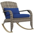 thumbnail image 1 of imerelez Outdoor Wicker Rocking Chair, Patio Rattan Rocker w/Lumbar Pillow, Padded Seat & Back Cushions for Balcony, Porch, Deck, Backyard, 1 of 9