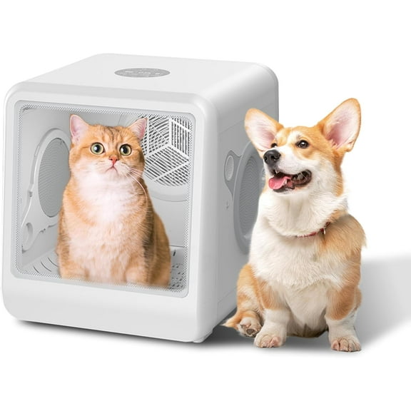 imerelez Pet Dryer Room – Auto Cool/Hot Wind 3-Speed, 65L Capacity for Cats/Dogs, Cream White Polypropylene, Timer 5-120 Mins, Patent Air Circulation