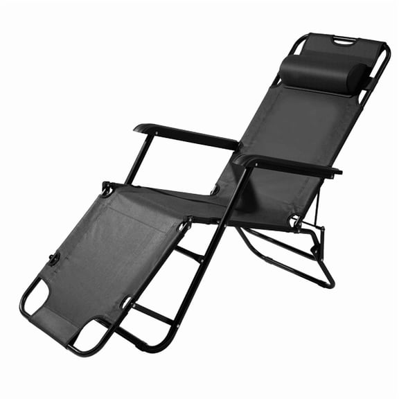 imerelez Portable Dual Purposes Extendable Folding Reclining Chair Black