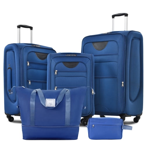 imerelez Softside Luggage Expandable 3 Piece Set Suitcase with Duffel Bag Upright Spinner Softshell Lightweight Luggage Travel Set