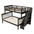 thumbnail image 1 of imerelez Stairway Twin-Over-Full Bunk Bed with Storage and Guard Rail for Bedroom, Espresso color, 1 of 9