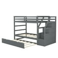 thumbnail image 1 of imerelez Twin-Over-Twin Bunk Bed with Twin Size Trundle and 3 Storage Stairs,Gray, 1 of 9