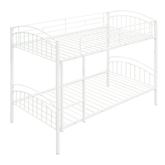 imerelez Twin Over Twin Metal Bunk Bed,Divided into Two Beds(White)
