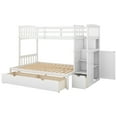 thumbnail image 1 of imerelez Twin over Full/Twin Bunk Bed, Convertible Bottom Bed, Storage Shelves and Drawers, White, 1 of 9