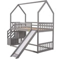 thumbnail image 1 of imerelez Twin over Twin House Bunk Bed with Convertible Slide,Storage Staircase can be Placed Left or Right,Gray, 1 of 9