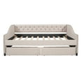 thumbnail image 1 of imerelez Upholstered daybed with Two Drawers, Wood Slat Support, Beige, Full Size, 1 of 9
