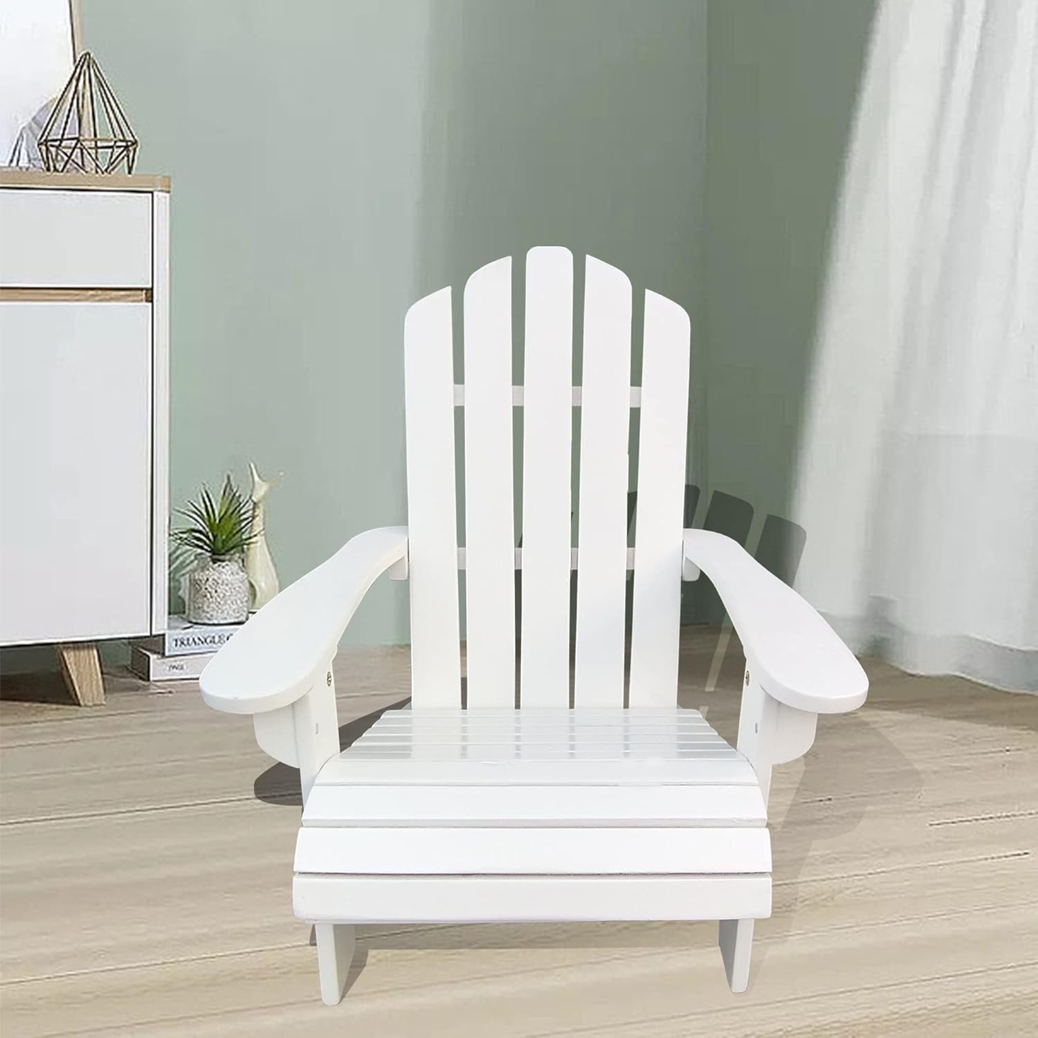imerelez Wood Children Adirondack Chair - White, Outdoor or Indoor