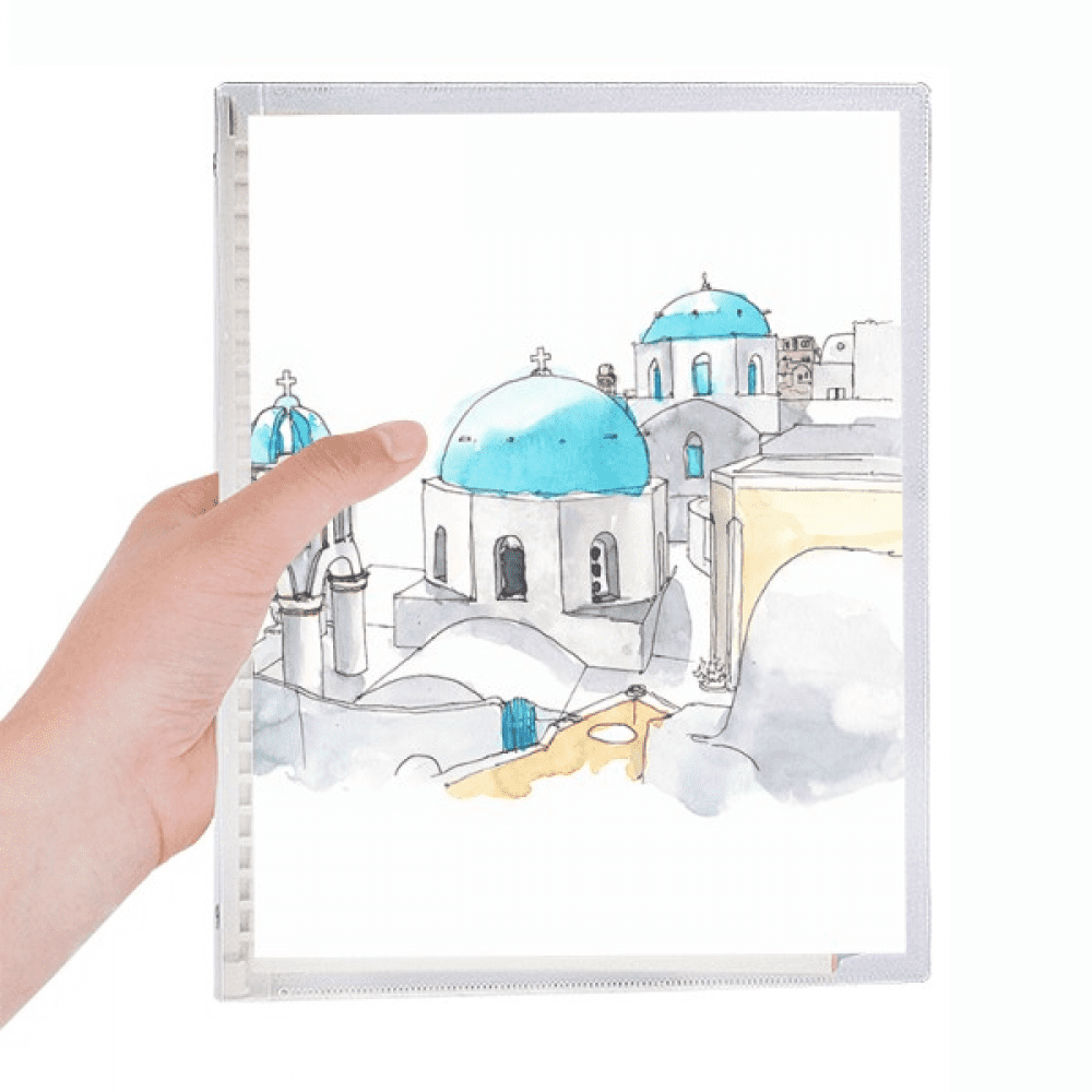 imerovigli village in santorini greece notebook loose diary refillable journal statiry