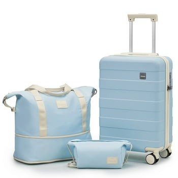 imiomo Carry on Luggage 20 in Carry-on Suitcase with Spinner Wheels Hardside 3PCS Set with TSA Lock-Blue