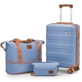 thumbnail interactive-video image 1 of Joyway 3-Piece Luggage Set 20-Inch Carry-On Suitcase with Spinner Wheels TSA Lock Travel Duffel Bag and Toiletry Bag Hardside Lightweight Luggage Ice Blue, 1 of 10