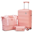 thumbnail interactive-video image 1 of Joyway 3-Piece Luggage Set 20-Inch Carry-On Suitcase with Spinner Wheels TSA Lock Travel Duffel Bag and Toiletry Bag Hardside Lightweight Luggage Pink, 1 of 9