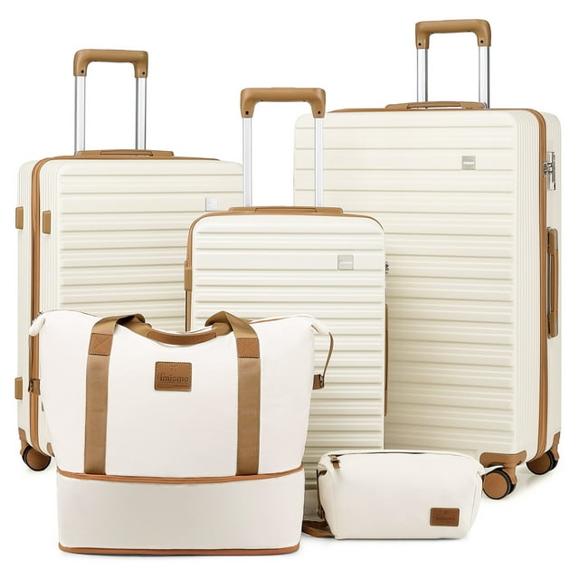 imiono Luggage Set 5-Piece Expandable Lightweight Hard Luggage Set with ...