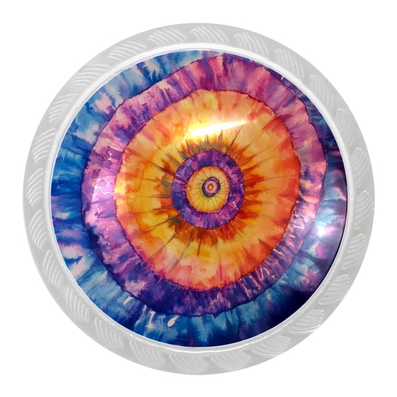 imobaby 4 Pcs Plastic Round Cabinet Knob Home Decor - Colored Tie Dye