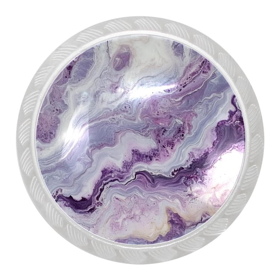 imobaby 4 Pcs Plastic Round Cabinet Knob Home Decor - Lilac Marble