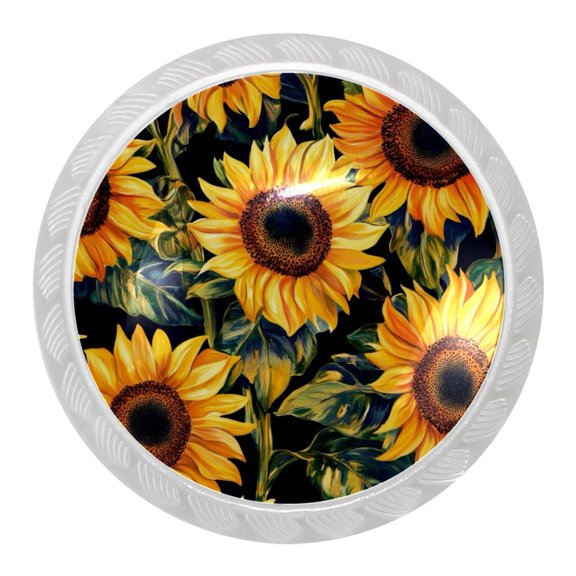 imobaby 4 Pcs Plastic Round Cabinet Knob Home Decor - Sunflowers Yellow