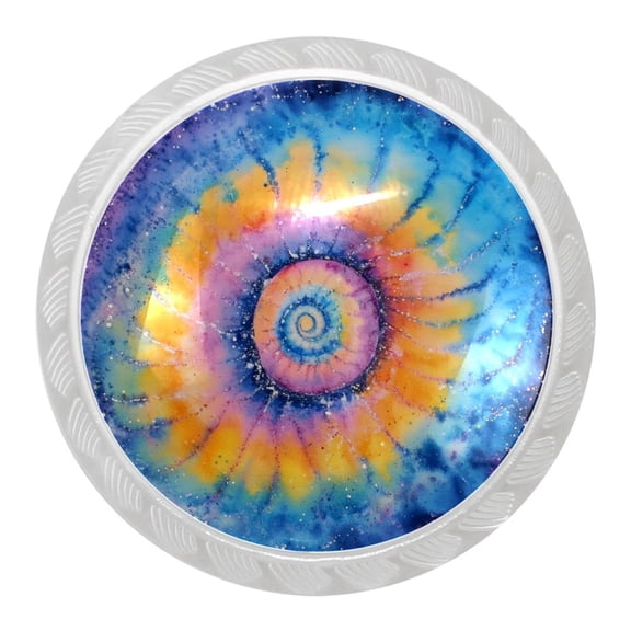 imobaby 4 Pcs Plastic Round Cabinet Knob Home Decor - Watercolor Round Tie Dye