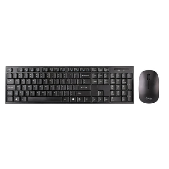 Impecca Wireless Combo Multimedia Full Size Keyboard and Mouse for Windows and Mac, Black KB-202WC