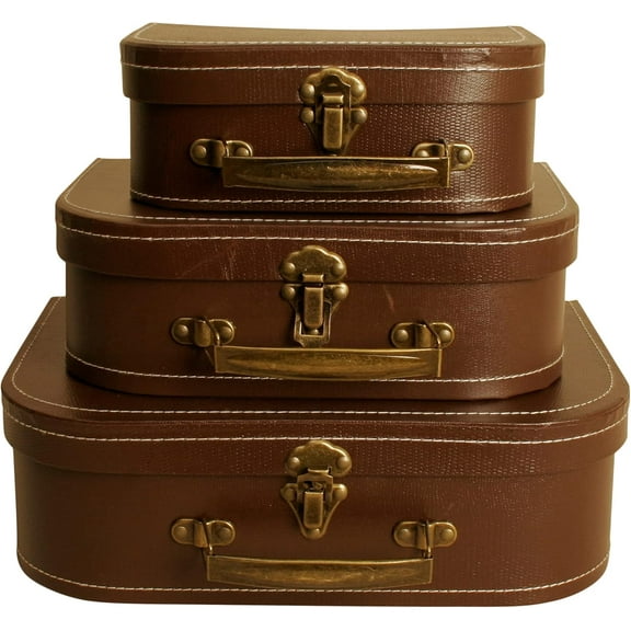 imports - Set of 3 Paperboard Suitcases - Decorative Storage Boxes - Suitcase Set for Decoration, Storage, and More