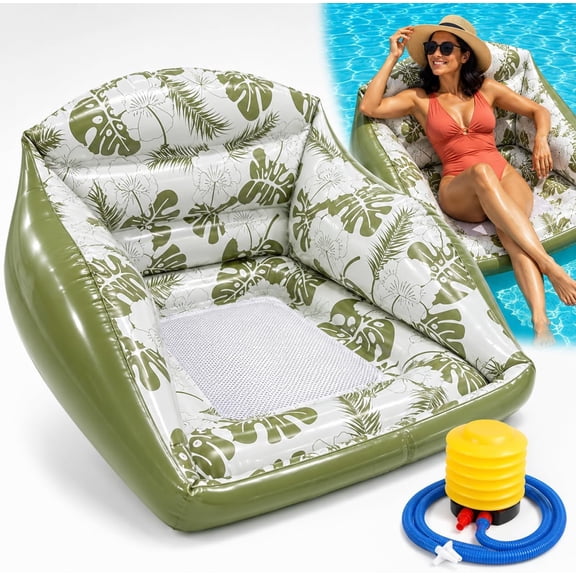 in-1 Inflatable Pool Lounge Chair, Mesh Seat Water Hammock Floating Sofa with Air Pump Included, Heavy Duty Portable Adult Float for Pool Lake Beach Summer Party