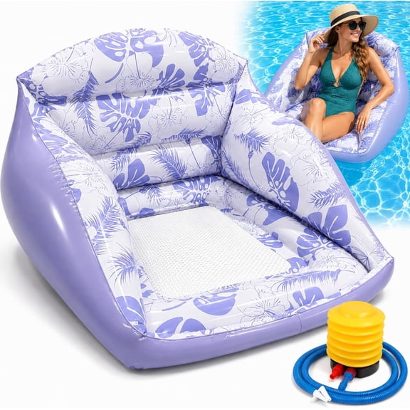in-1 Inflatable Pool Lounge Chair, Mesh Seat Water Hammock Floating Sofa with Air Pump Included, Heavy Duty Portable Adult Float for Pool Lake Beach Summer Party