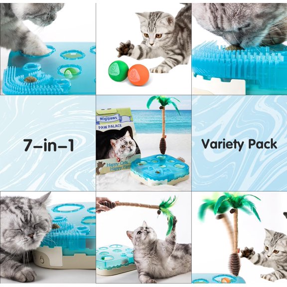 -in-1 Interactive Toy with Motion Activated Ball, Feather Wand, Catnip Area & Rechargeable Design