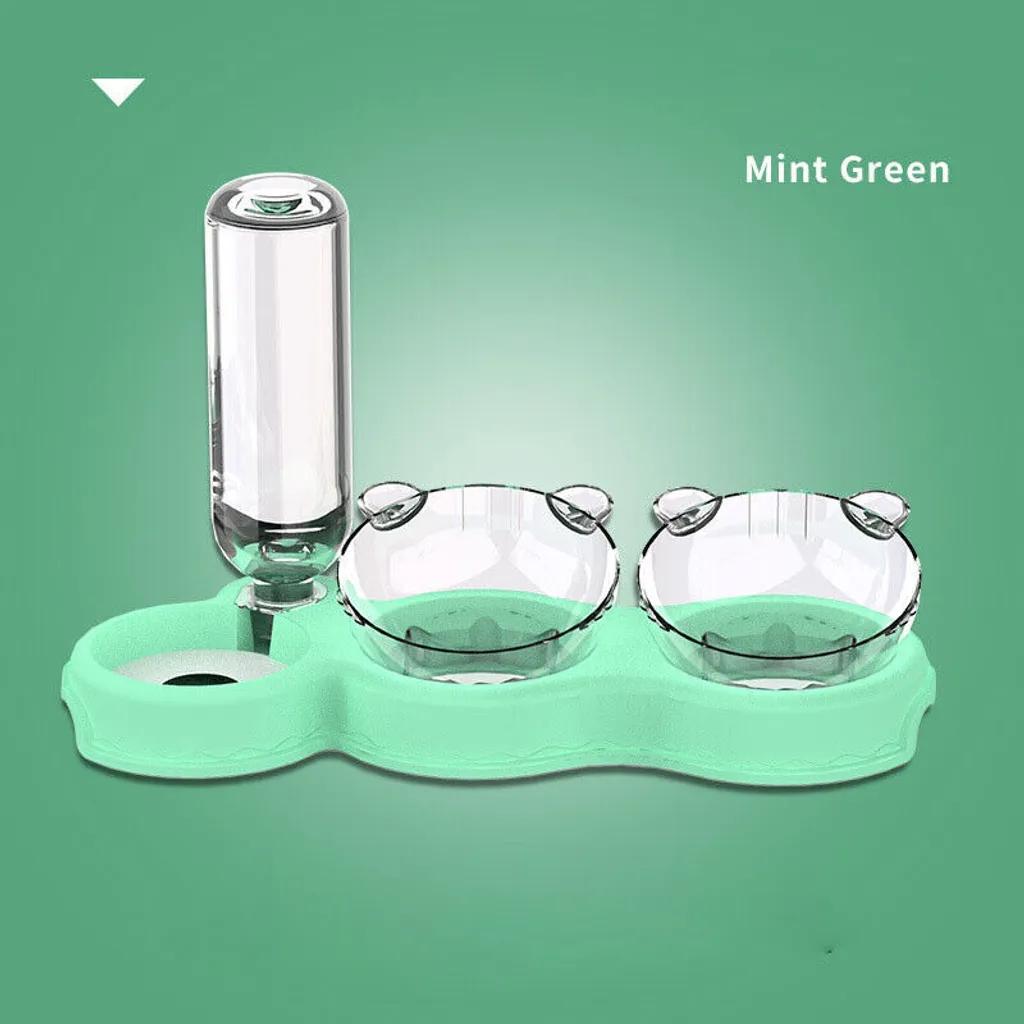 in 1 pet feeding bowl cat bowl slanted feeding station with drinking