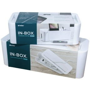 in-Box Cable Box Set with Extra Large Surge Protector Concealer Cable Management for Under Desk and Mobile Charging Station Power Strip Organizer for Desktop, White