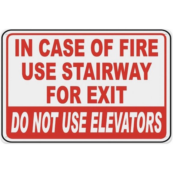in Case of Fire Use Stairways Tin Sign Warning Metal Sign Vintage Wall Decor for Home Farm Bar Coffee Shop Club Decoration 8x12 Inch