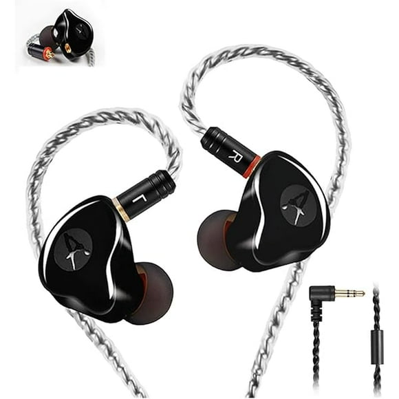 in-Ear Monitors in Ear Headphone Earbuds Wired Earphone Dual Drivers Headphone with MMCX Detachable Cables,Noise-Isolating Comfort Earbud for Musicians Sweatproof Sports Headphone Earphones (Black)